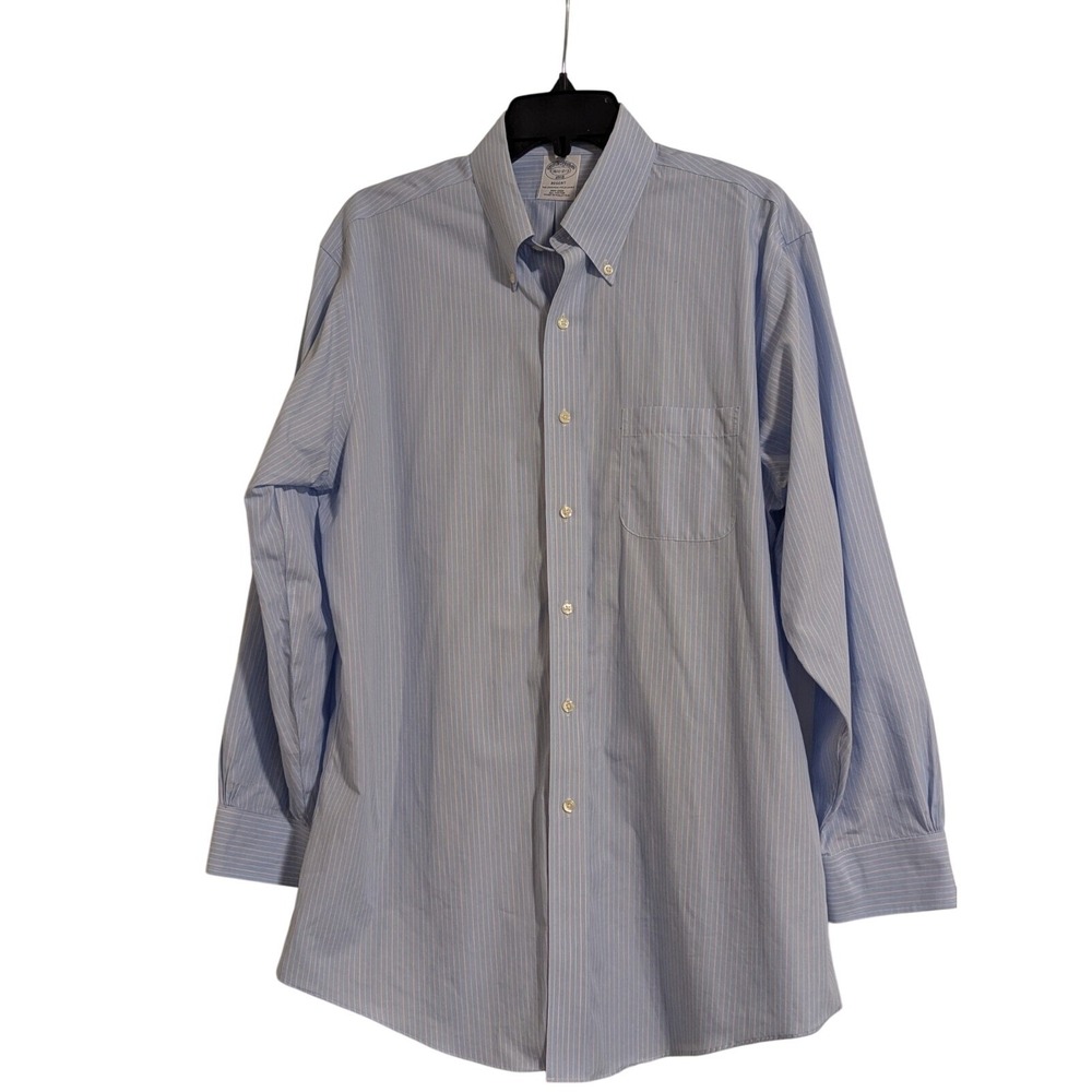Brooks Brothers 1818 Regent Shirt Men's 16.5 Blue Stripe Dress Button Down